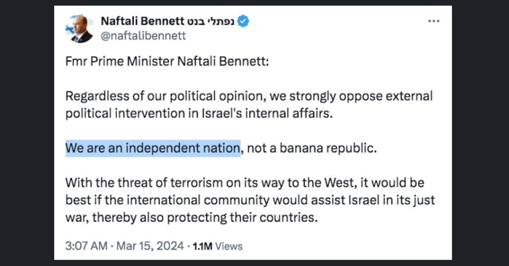 If Israel Wants To Be An “Independent Nation”, Let It Be An Independent&nbsp;Nation